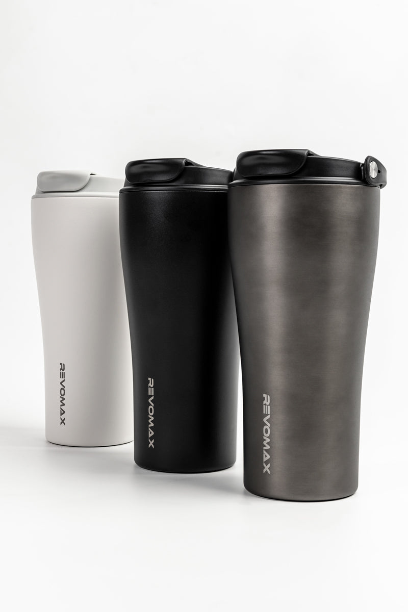 Ceramic-coated no-screw insulated coffee tumbler