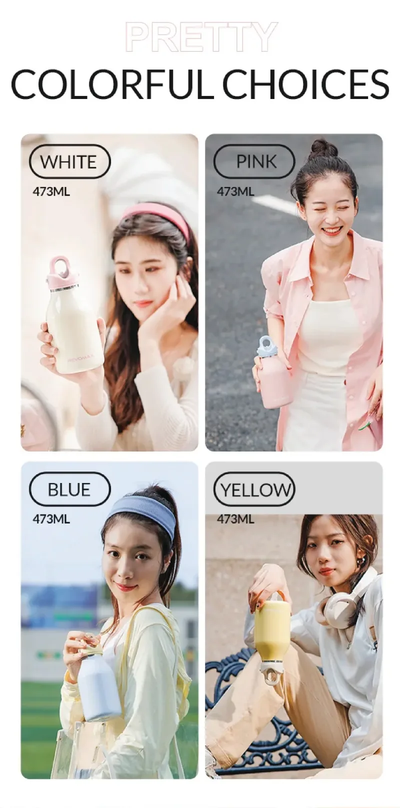 16oz Happy City 물병 (316L 의료용 스틸)