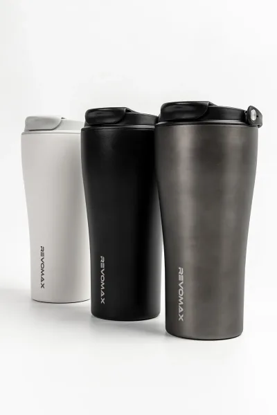 12oz/16oz Ceramic-Coated No-Screw Insulated Coffee Tumbler – Zero Metallic Taste
