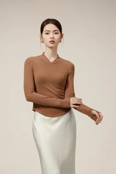 CatWarm V-Neck Thermal Long Sleeve Top