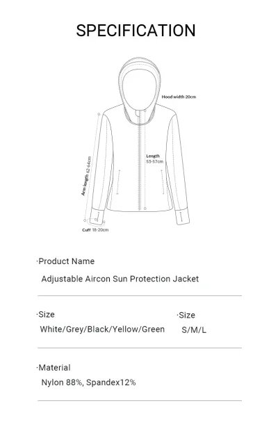 Aircon UV Protection Jacket Slim Relaxed Fit 2 In 1