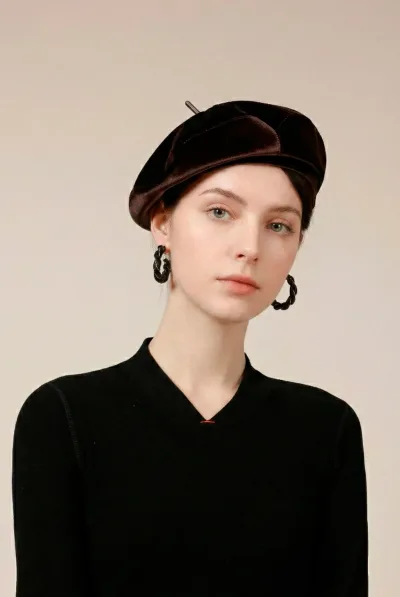 Luster Velvet Sculptural Beret - The Effortless French Classic