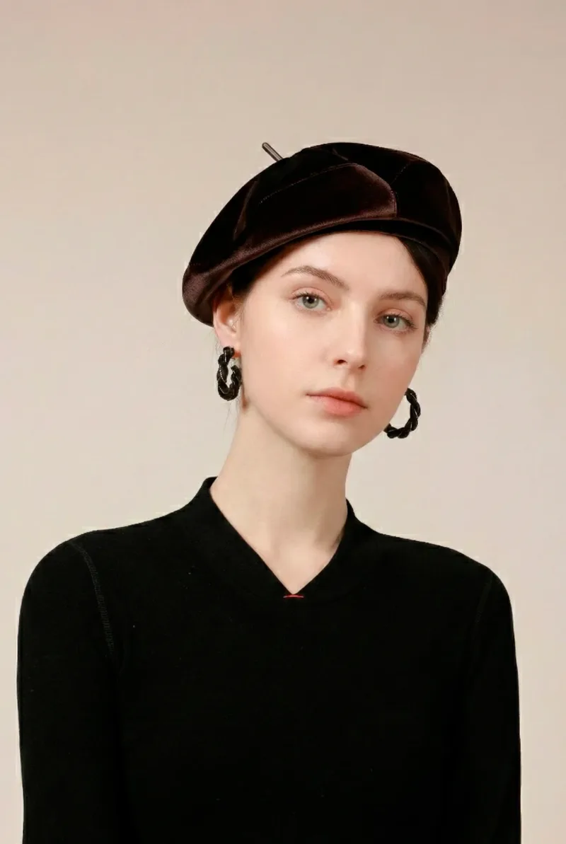 Luster Velvet Sculptural Beret - The Effortless French Classic
