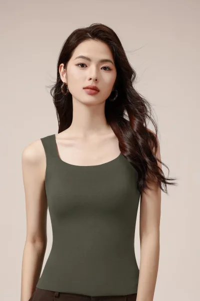 CatWarm Heatwave Sleek Thermal U-Neck Tank Top w/ Built-in No-Removable Bra