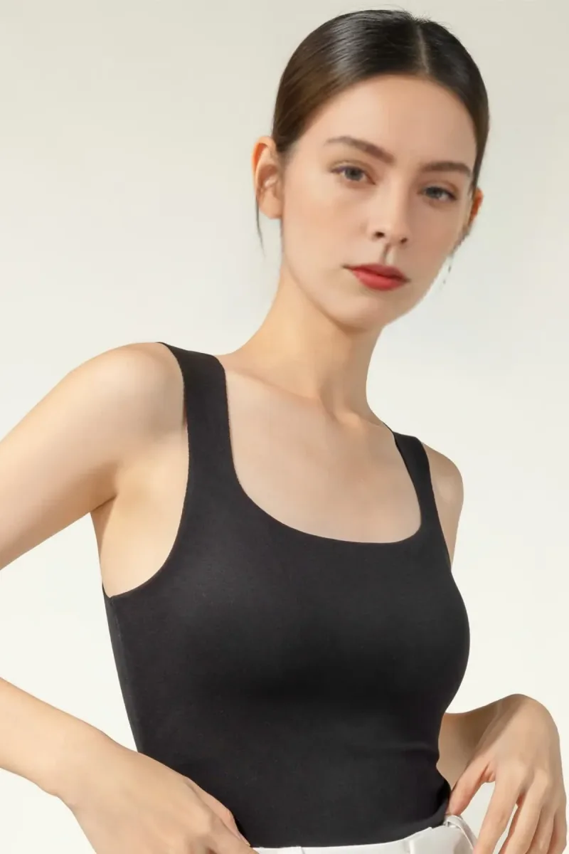 CatWarm Heatwave Sleek Thermal U-Neck Tank Top w/ Built-in No-Removable Bra
