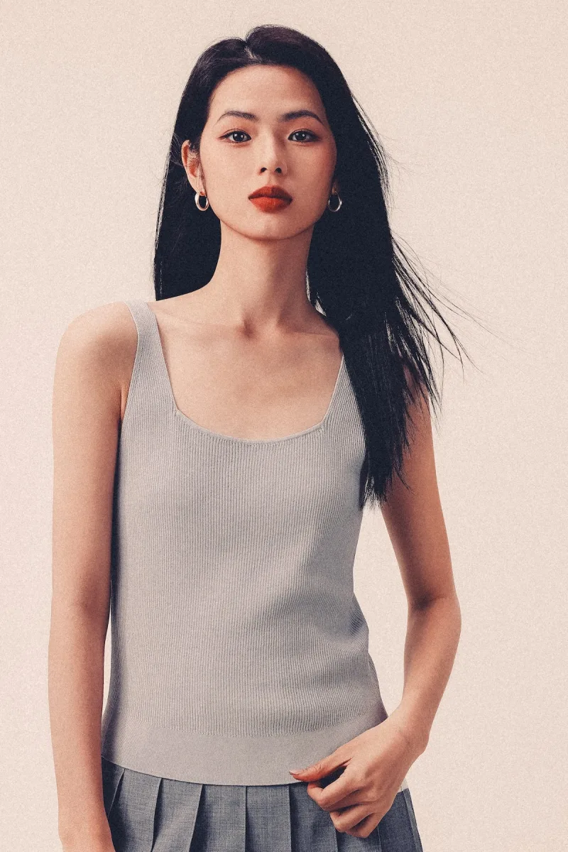 Aircon V-U-Neck 2-in-1  Longline Tank Top